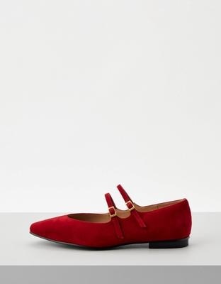 Красные балетки на ремешке